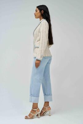 BLAZER DE TWEED CON DETALLES EN DENIM