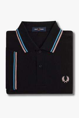 POLO TWIN TIPPED M3600 Y44 BLACK / TRACK BLUE / DARK PINK