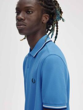 POLO TWIN TIPPED M3600 Y27 COURT BLUE / ECRU / NAVY