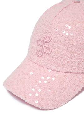 GORRA TWEED ROSA CON LOGO BORDADO