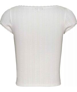 CAMISETA ACANALADA SLIM FIT ESCOTE REDONDO BLANCA