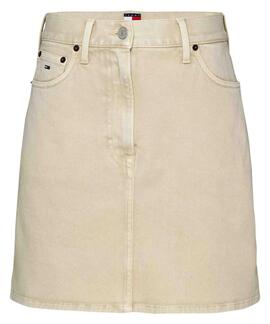 FALDA MOM MID RISE SLIM FIT TEÑIDA EN PRENDA COLOR CRUDO