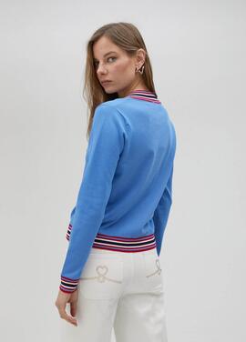 JERSEY ESCOTE PICO CON DETALLE DE COLOR AZUL