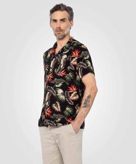 CAMISA MANGA CORTA HAWAIANA LIGERA SHRIVERA BLACK PARADISE