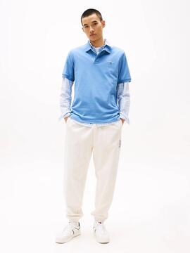 POLO REGULAR FIT CON LOGO LINEAL BORDADO AZUL