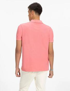 POLO MANGA CORTA LOGO CONTORNO ROSA CHICLE