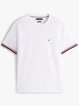 CAMISETA GLOBAL STRIPE CUFF REGULAR FIT PIQUÉ BLANCO