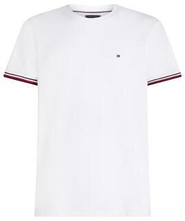 CAMISETA GLOBAL STRIPE CUFF REGULAR FIT PIQUÉ BLANCO