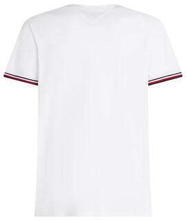 CAMISETA GLOBAL STRIPE CUFF REGULAR FIT PIQUÉ BLANCO
