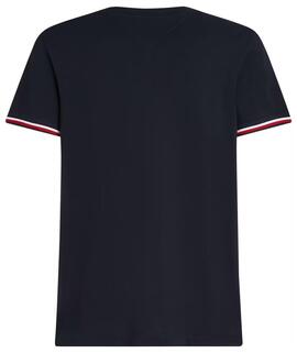 CAMISETA GLOBAL STRIPE CUFF REGULAR FIT PIQUÉ AZUL MARINO