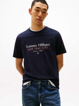 CAMISETA CENTER STACK REGULAR FIT AZUL MARINO