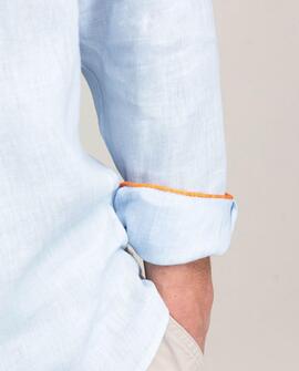 CAMISA LINO GARMENT DYED CELESTE