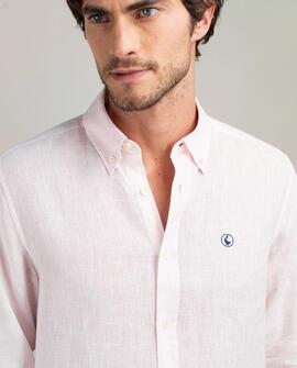 CAMISA LINO GARMENT DYED ROSA