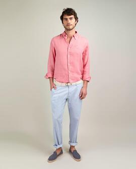 CAMISA LINO GARMENT DYED CORAL