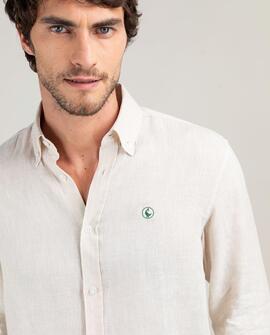 CAMISA LINO GARMENT DYED BEIGE