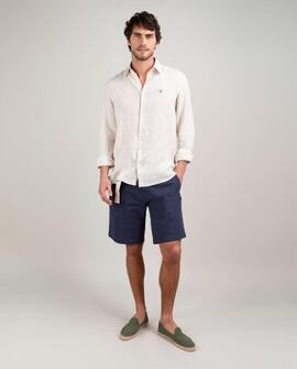 CAMISA LINO GARMENT DYED BEIGE