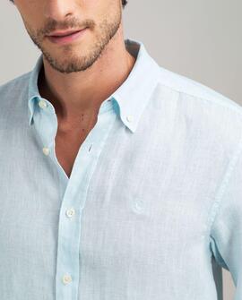 CAMISA LINO GARMENT DYED AGUAMARINA
