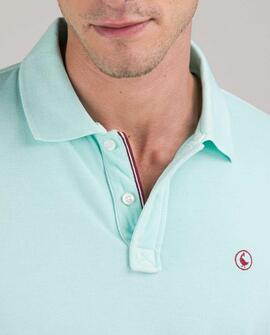 POLO PIQUÉ GARMENT DYED SLIM FIT AGUAMARINA