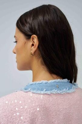 CHAQUETA CHANEL TWEED ROSA CON DETALLES EN DENIM