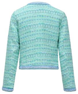CHAQUETA CHANEL TWEED VERDE CON DETALLES EN DENIM