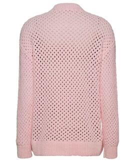 JERSEY CALADO PUNTO CHENILLA ROSA CON BANDERA TOMMY JEANS