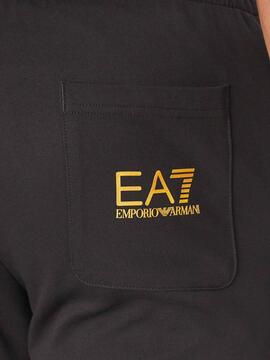 PANTALÓN EA7 TRAIN LOGO SERIES NEGRO / DORADO