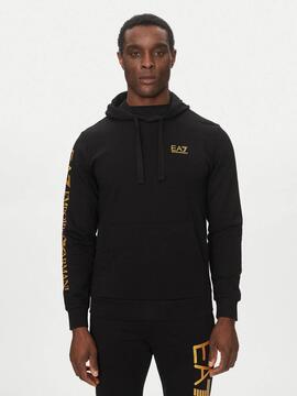SUDADERA EA7 TRAIN LOGO SERIES NEGRO / DORADO