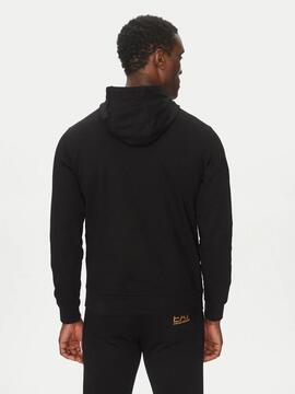 SUDADERA EA7 TRAIN LOGO SERIES NEGRO / DORADO