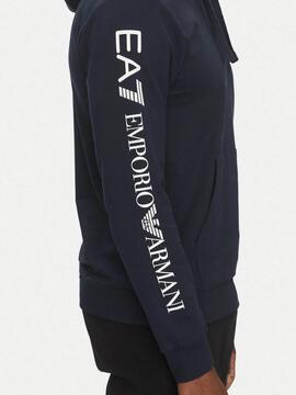 SUDADERA EA7 TRAIN LOGO SERIES AZUL MARINO / BLANCO