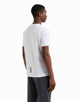 CAMISETA EA7 TRAIN CORE IDENTITY CUELLO PICO BLANCA