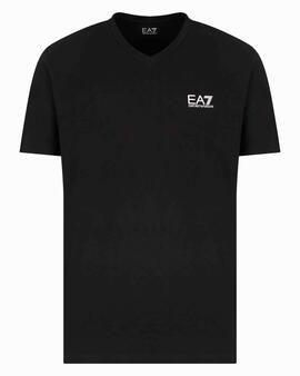 CAMISETA EA7 TRAIN CORE IDENTITY CUELLO PICO NEGRA