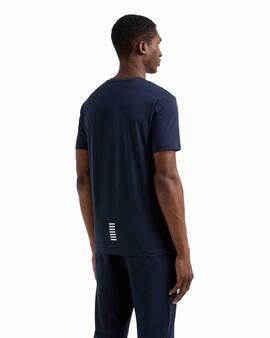 CAMISETA EA7 TRAIN CORE IDENTITY CUELLO PICO AZUL