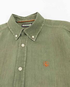 CAMISA LINO GARMENT DYED KAKI