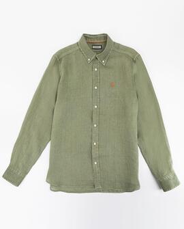 CAMISA LINO GARMENT DYED KAKI