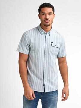 CAMISA MANGA CORTA DE RAYAS TURTLEVISTA AZUL