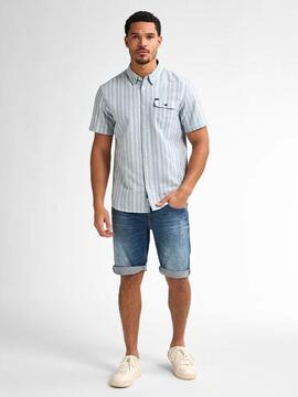 CAMISA MANGA CORTA DE RAYAS TURTLEVISTA AZUL
