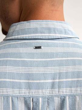 CAMISA MANGA CORTA DE RAYAS TURTLEVISTA AZUL