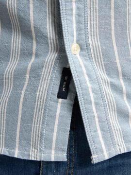 CAMISA MANGA CORTA DE RAYAS TURTLEVISTA AZUL