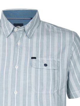 CAMISA MANGA CORTA DE RAYAS TURTLEVISTA AZUL