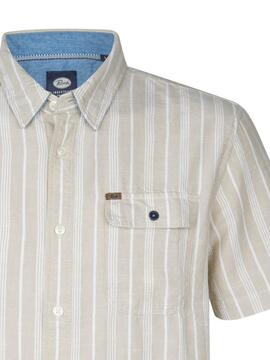CAMISA MANGA CORTA DE RAYAS TURTLEVISTA BEIGE
