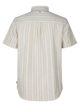 CAMISA MANGA CORTA DE RAYAS TURTLEVISTA BEIGE