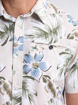 CAMISA MANGA CORTA CON ESTAMPADO INTEGRAL CONCHLINE BEIGE