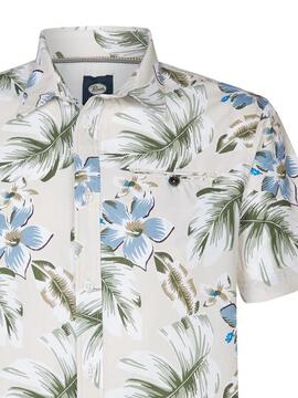 CAMISA MANGA CORTA CON ESTAMPADO INTEGRAL CONCHLINE BEIGE