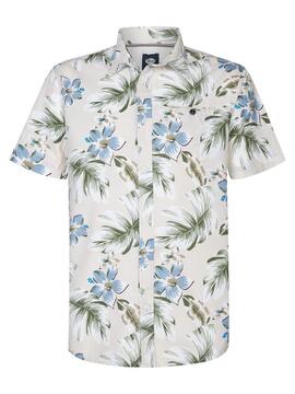 CAMISA MANGA CORTA CON ESTAMPADO INTEGRAL CONCHLINE BEIGE