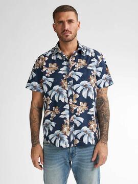 CAMISA MANGA CORTA ESTAMPADO INTEGRAL CONCHLINE AZUL MARINO