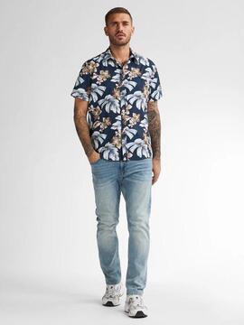 CAMISA MANGA CORTA ESTAMPADO INTEGRAL CONCHLINE AZUL MARINO