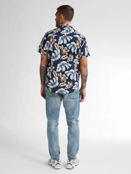 CAMISA MANGA CORTA ESTAMPADO INTEGRAL CONCHLINE AZUL MARINO