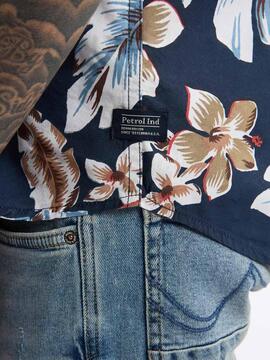 CAMISA MANGA CORTA ESTAMPADO INTEGRAL CONCHLINE AZUL MARINO