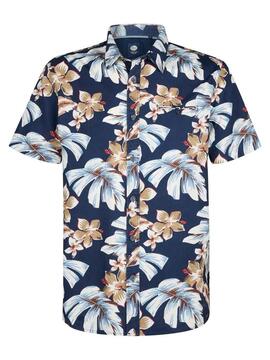CAMISA MANGA CORTA ESTAMPADO INTEGRAL CONCHLINE AZUL MARINO