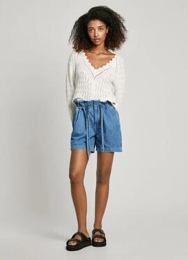SHORT A-LINE RELAXED FIT DENIM AZUL